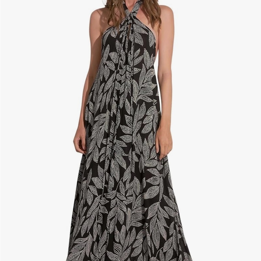 Elan blue and White Halter Maxi Dress